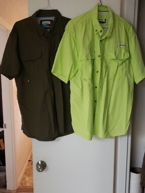 Magellan Outdoors Short Sleeve Fishing Shirt - Neon Yellow and Olive Set